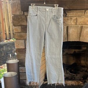 Liverpool Gia Glider Crop Striped Frayed Hem Jeans Size 30/10